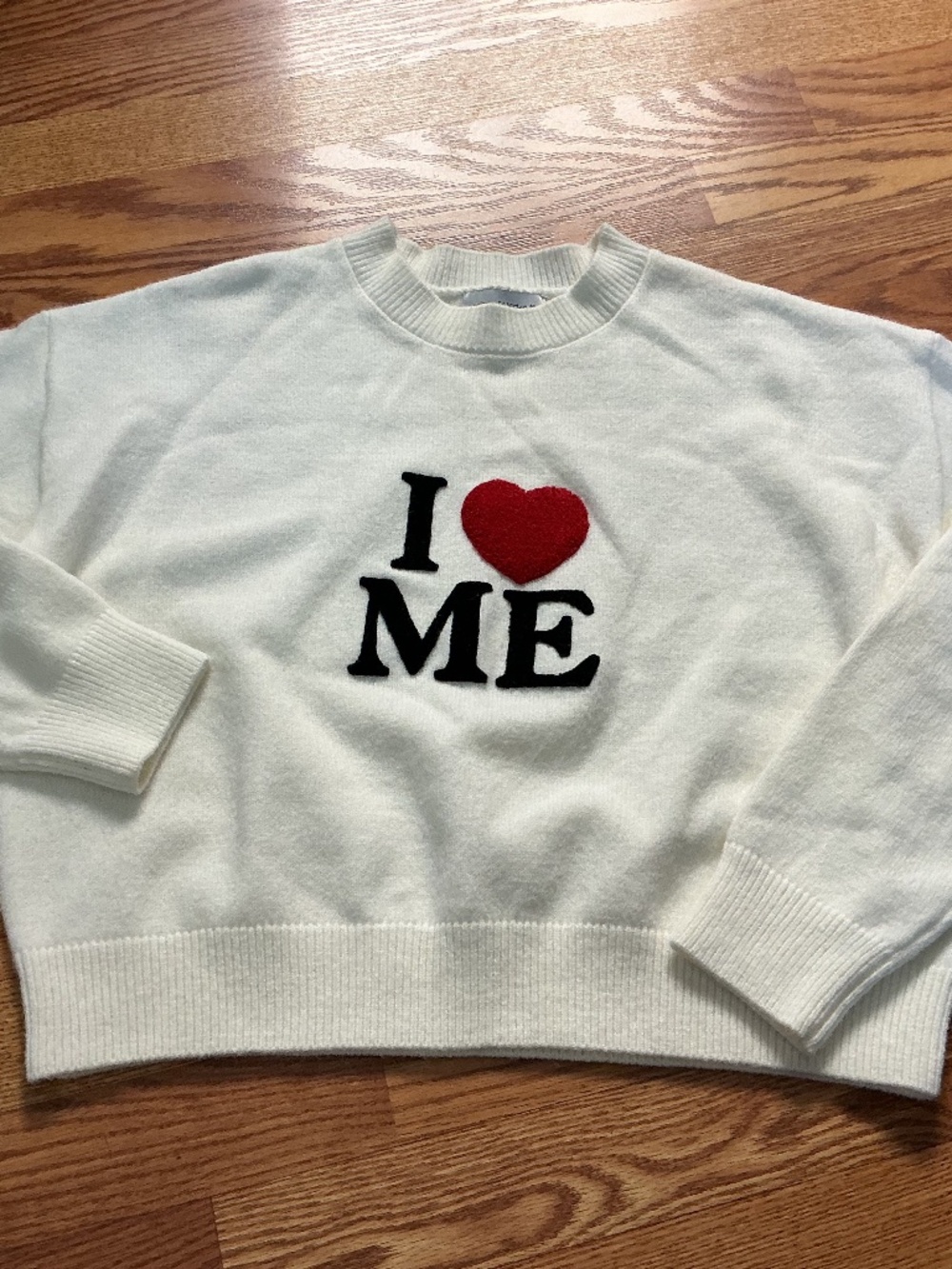 Urban Weeknd White I Love Me Long Sleeve Pullover Sweater Size M